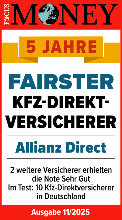 5 Jahre fairster Kfz-Versicherer laut FOCUS Money